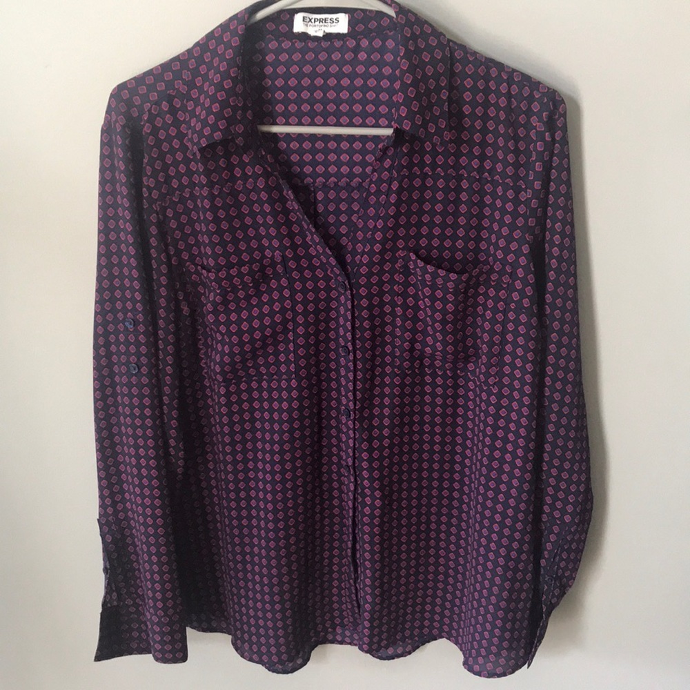 Express portofino shirt in navy and pink design
